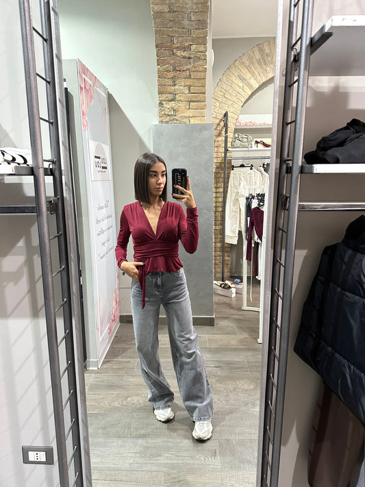 Maglietta Flowers Bordeaux